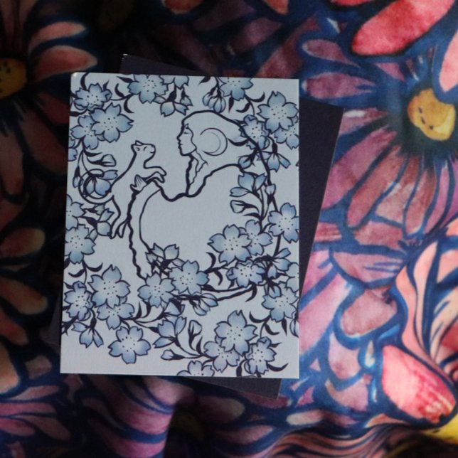 Moon Goddess Cat Witch Blues Card (Creator Uploaded)