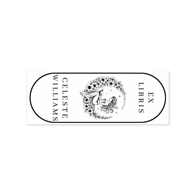 Moon Goddess Flower Moon Ex Libris Stamp (Imprint)