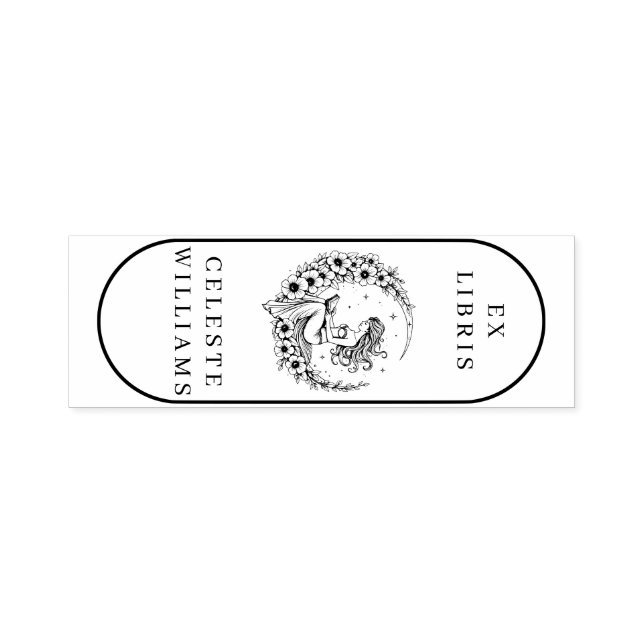 Moon Goddess Flower Moon Ex Libris Stamp (Design)