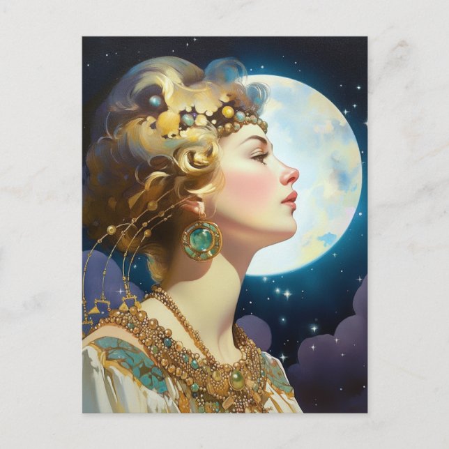 Moon Goddess Queen Fantasy Art Postcard (Front)