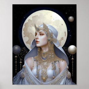 Moon Goddess Queen Fantasy Art Poster