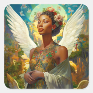 Moon Goddess Queen Fantasy Art Square Sticker