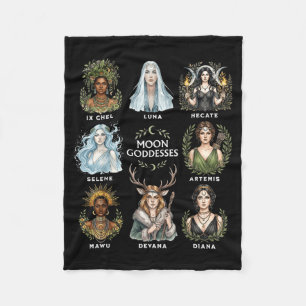 Moon goddesses witchy pagan divine feminine art fleece blanket