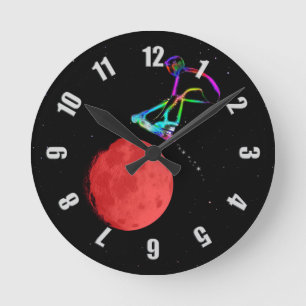 Moon Grabber - Stunt Scooter Rider Round Clock