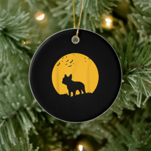 Moon Halloween Inspire French Bulldog Gift Ceramic Ornament