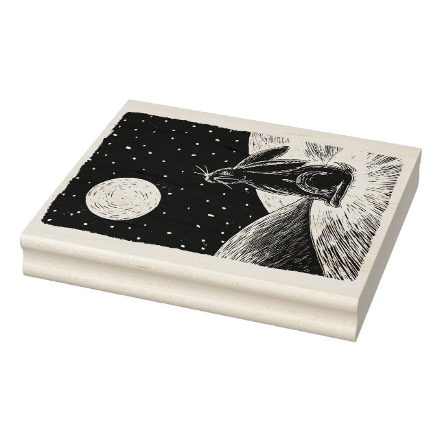 Moon hare in the snow rubber stamp (Stamp)