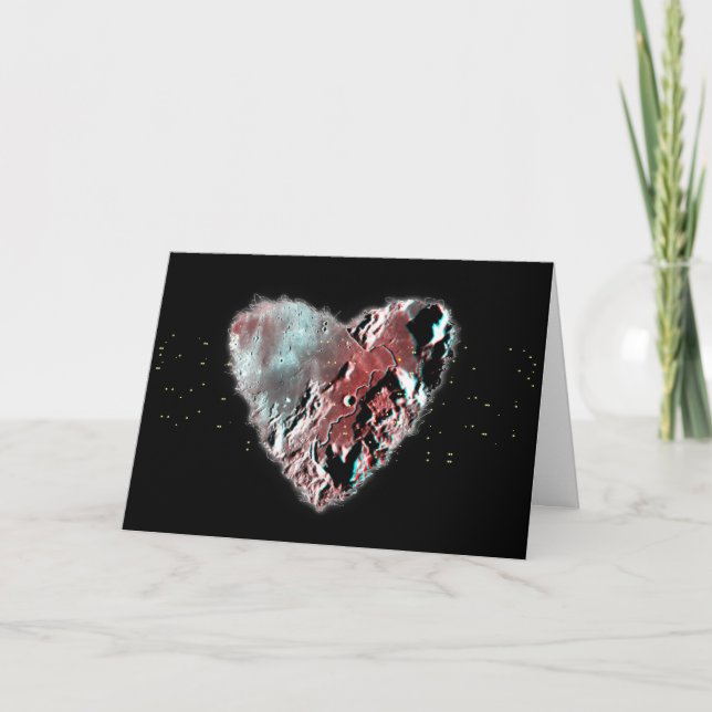 Moon Heart Sci Fi Valentine Love Romance Card (Front)