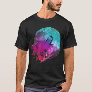 Moon Howling Wildlife Forest Animal Predator Colou T-Shirt