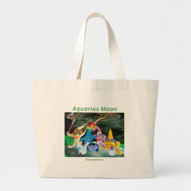 Moon in Aquarius Large Tote Bag (Front)