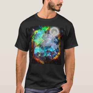 Moon in fantasy space with clock face T-Shirt