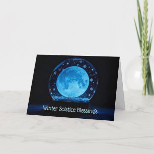 Moon in Snow Crystal Ball Mystical Winter Solstice Card