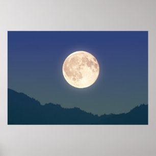Moon in the Night Sky Poster