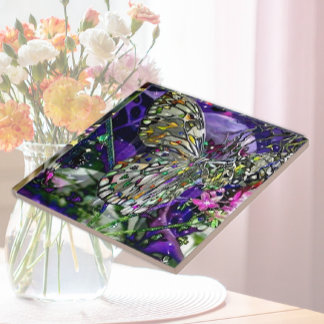 Moon Influence Butterfly Ceramic Tile