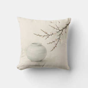 Moon Jar & Plum Blossom — Decorative Throw Pillow