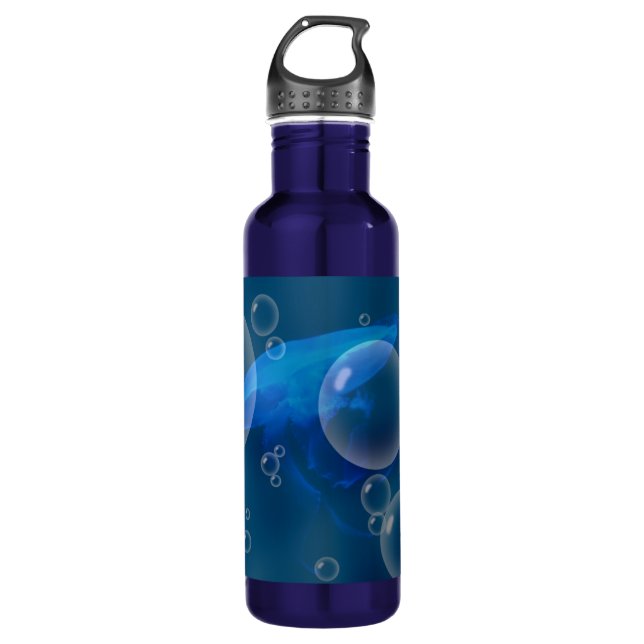 Moon Jellyfish at Bubbled sea 710 Ml Water Bottle (Front)