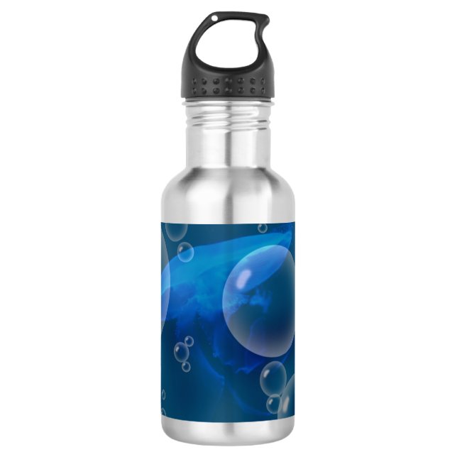 Moon Jellyfish at Bubbled sea 710 Ml Water Bottle (Front)