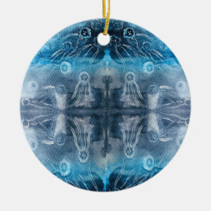 Moon jellyfish batik print ceramic ornament