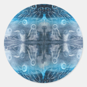 Moon jellyfish batik print classic round sticker