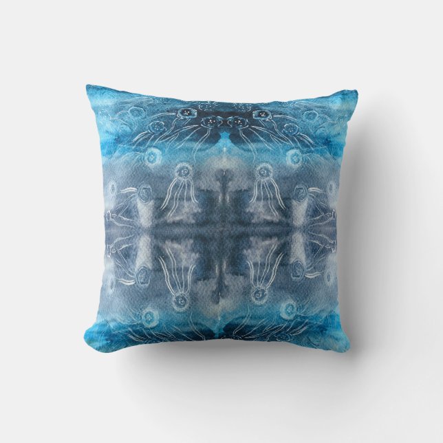 Moon jellyfish batik print cushion (Front)