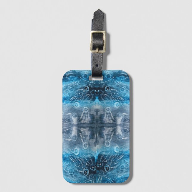 Moon jellyfish batik print luggage tag (Front Vertical)