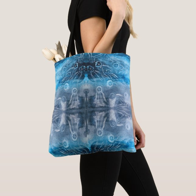 Moon jellyfish batik print tote bag (Close Up)