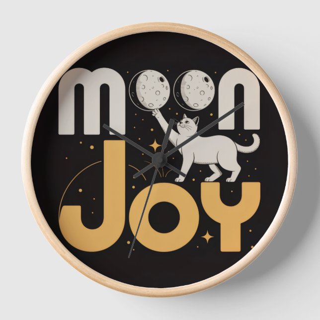 Moon Joy Black Cat Wall Clock (Front)