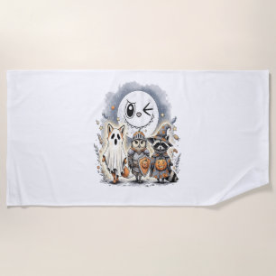 Moon Knight Raccoon Halloween Beach Towel