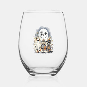 Moon Knight Raccoon Halloween Stemless Wine Glass