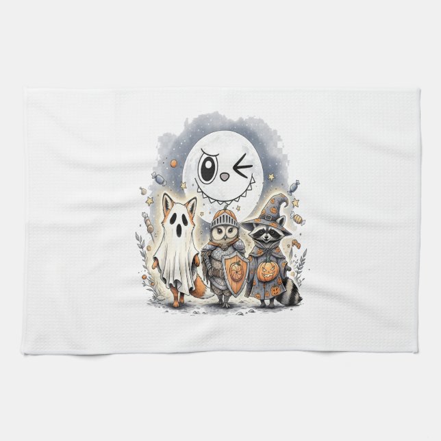 Moon Knight Raccoon Halloween Tea Towel (Horizontal)