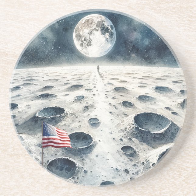 Moon Landing - Astronaut & American Flag Coaster (Front)