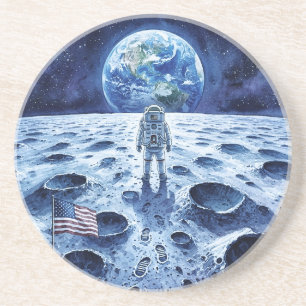 Moon Landing - Astronaut & American Flag Coaster