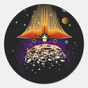Moon Landing Classic Round Sticker
