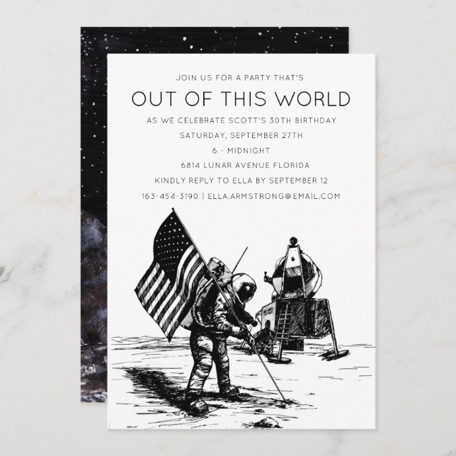 Moon Landing personalised Invitation (Front/Back)