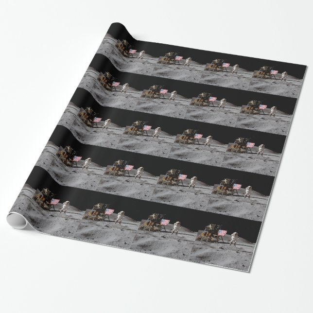 Moon Landing Wrapping Paper (Unrolled)