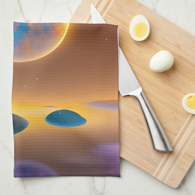 Moon landscape art   tea towel (Quarter Fold)