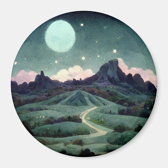 Moon Landscape Fantasy Magnet (Front)