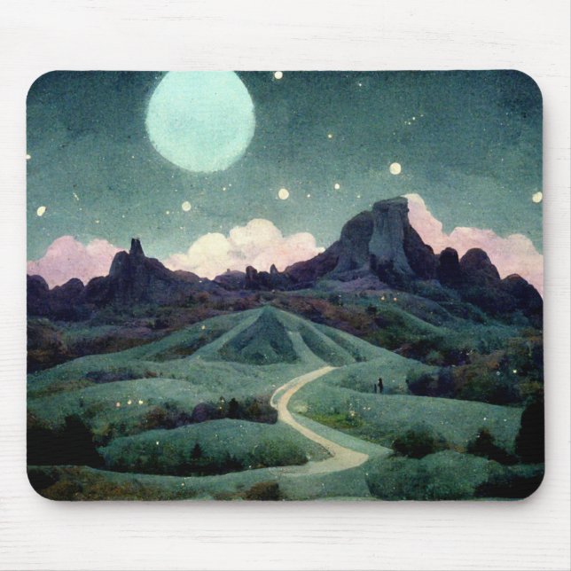 Moon Landscape Fantasy Mouse Pad (Front)