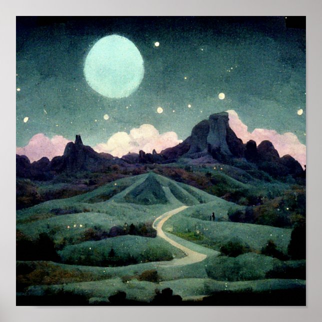 Moon Landscape Fantasy Poster (Front)