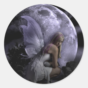 Moon Light Fairy Classic Round Sticker