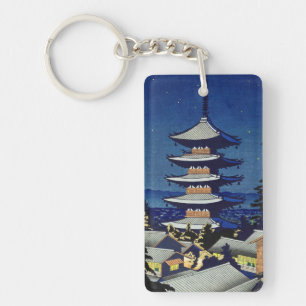 Moon Light In Yasaka Pagoda Asano Takeji Key Ring