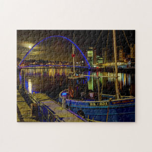 Moon light sky over the the Newcastle Tyne river Jigsaw Puzzle