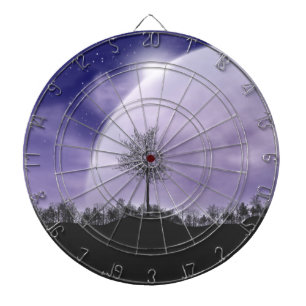 Moon Light Stars Sky Trees Whimsical Personalise Dartboard