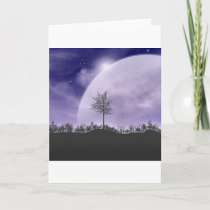Moon Light Stars Sky Trees Whimsical Personalise Holiday Card