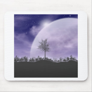 Moon Light Stars Sky Trees Whimsical Personalise Mouse Pad