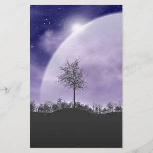 Moon Light Stars Sky Trees Whimsical Personalise Stationery