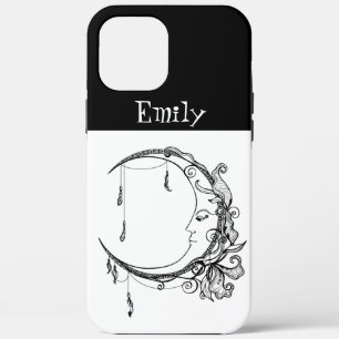Moon Line Drawing Art Custom Name iPhone 12 Pro Max Case