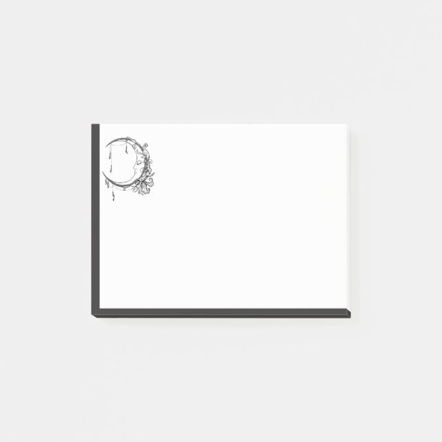 Moon Line Drawing Art Custom Name Post-it Notes (Front)