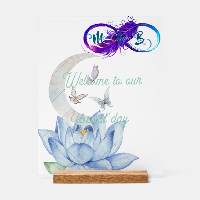 Moon & Lotus Acrylic Welcome Sign (Front)