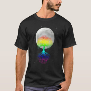 Moon Lunar Calendar Night Sky Tree Of Life Full Mo T-Shirt