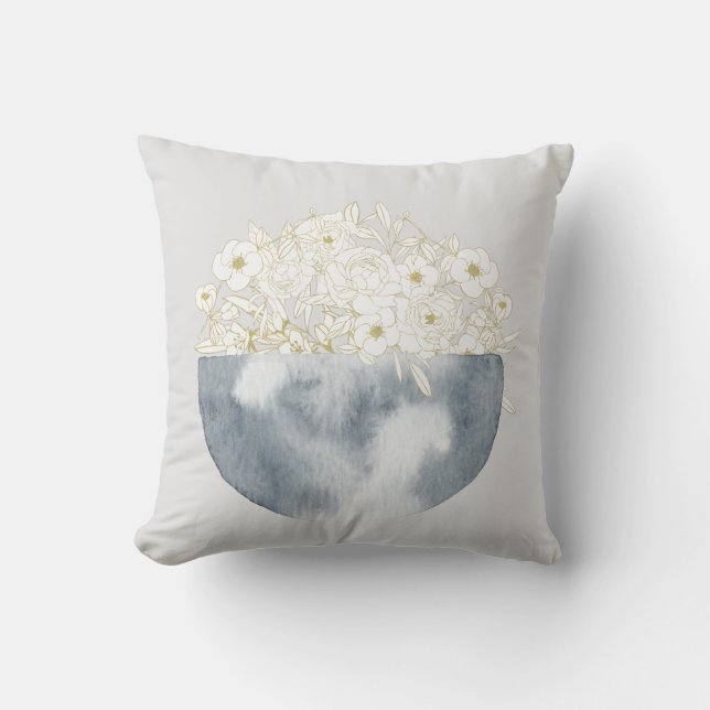 Moon Magic Half Moon & Floral Pattern Cushion (Front)